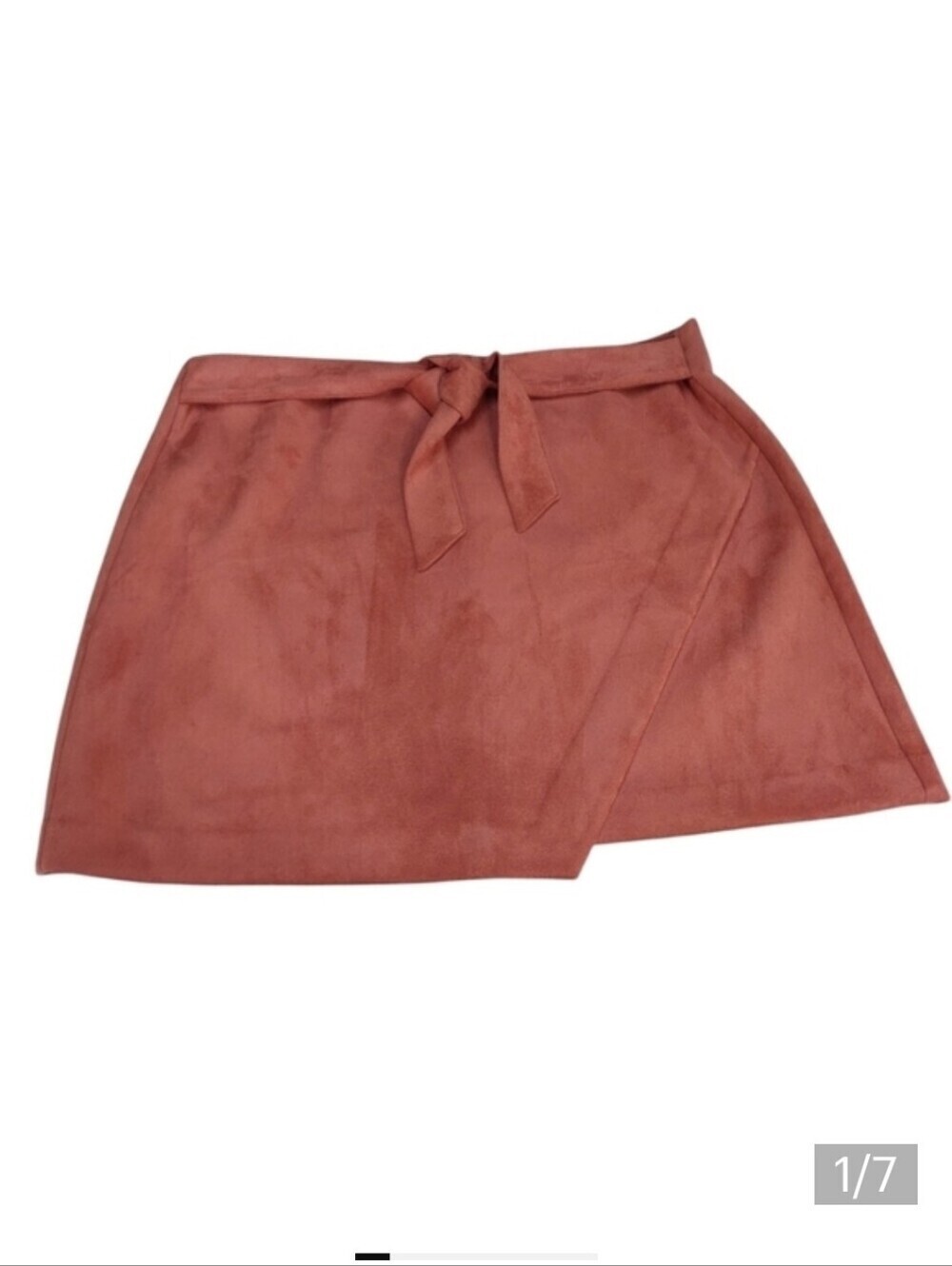 LOFT Women's Pink Salmon Faux Suede Tie Front Wrap Mini Skirt Size 16 NWT